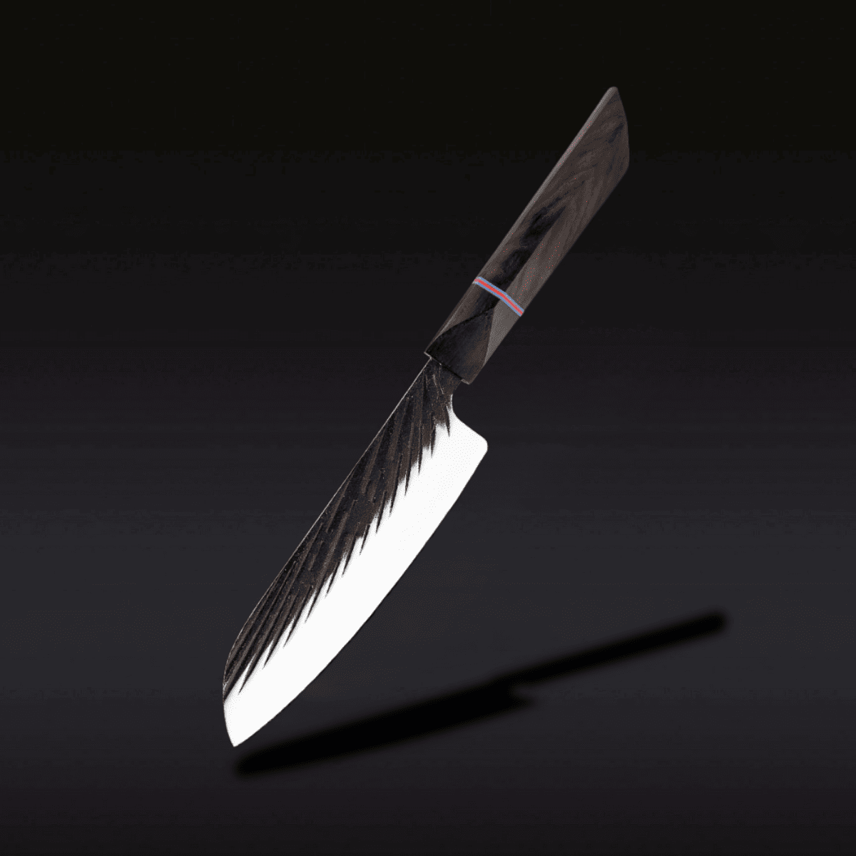 Boning knife with wooden handles on a black background