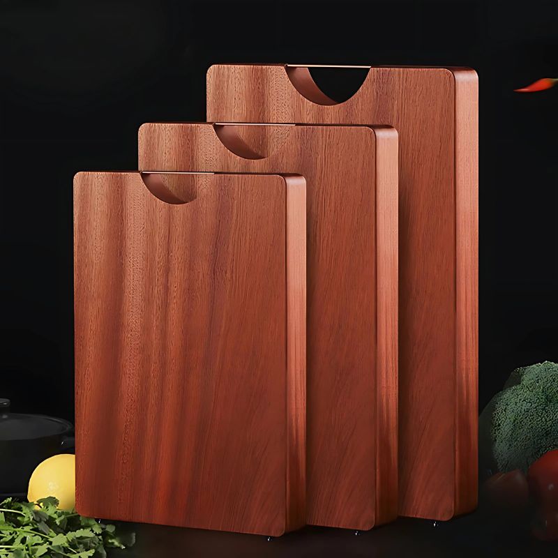 Durable wooden cutting board ideal for chopping, slicing, and serving food in style