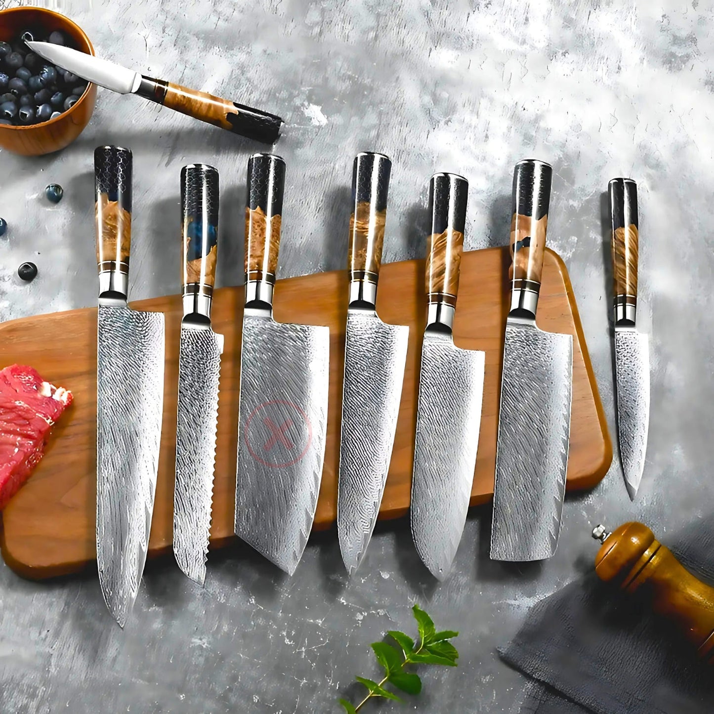 Sophisticate Knife Set 6-Pieces Japanese Damascus Steel