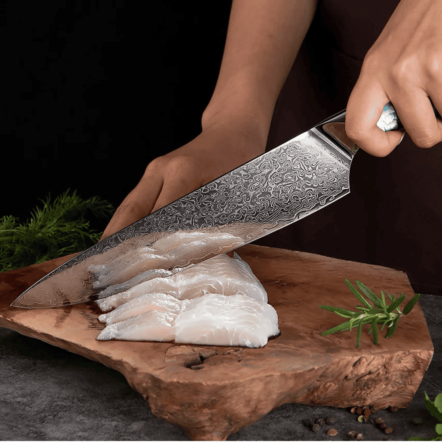 Abalone Damascus Knife Set – Japanese Steel and Unique Shell Handles