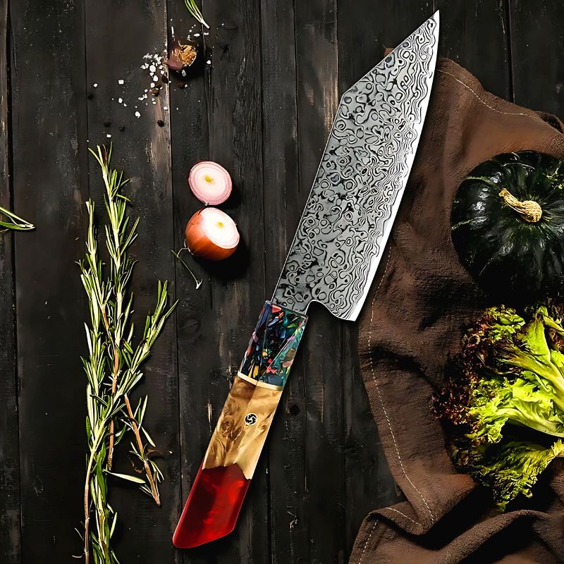 Elegant Japanese Kitchen Knife Damascus Steel - 5.5 inch Bunka Knife
