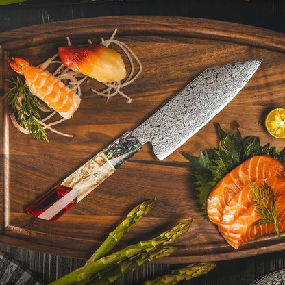 Elegant Japanese Kitchen Knife Damascus Steel - 5.5 inch Bunka Knife