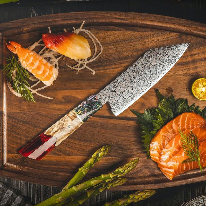 Elegant Japanese Kitchen Knife Damascus Steel - 5.5 inch Bunka Knife