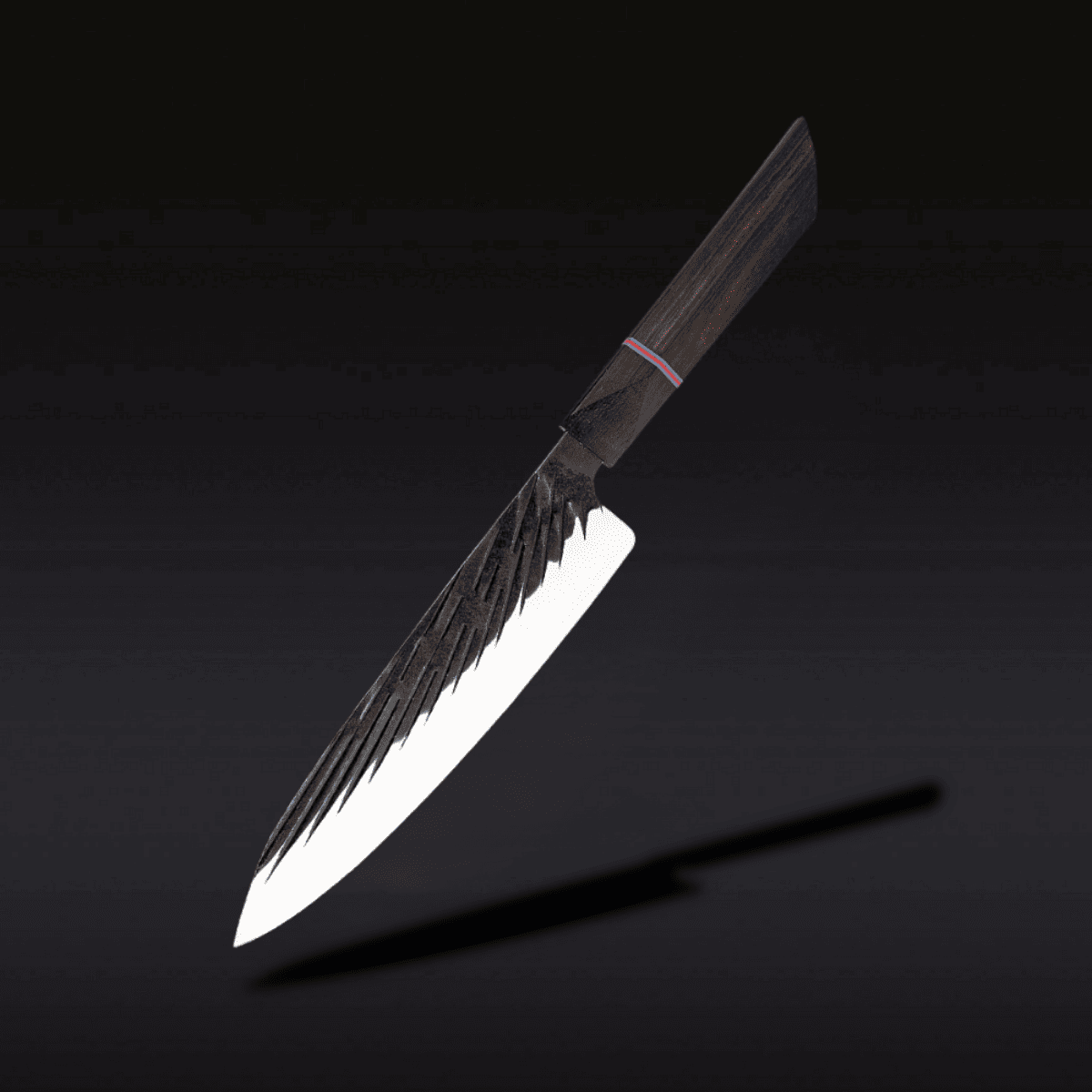 Boning knife with wooden handles on a black background
