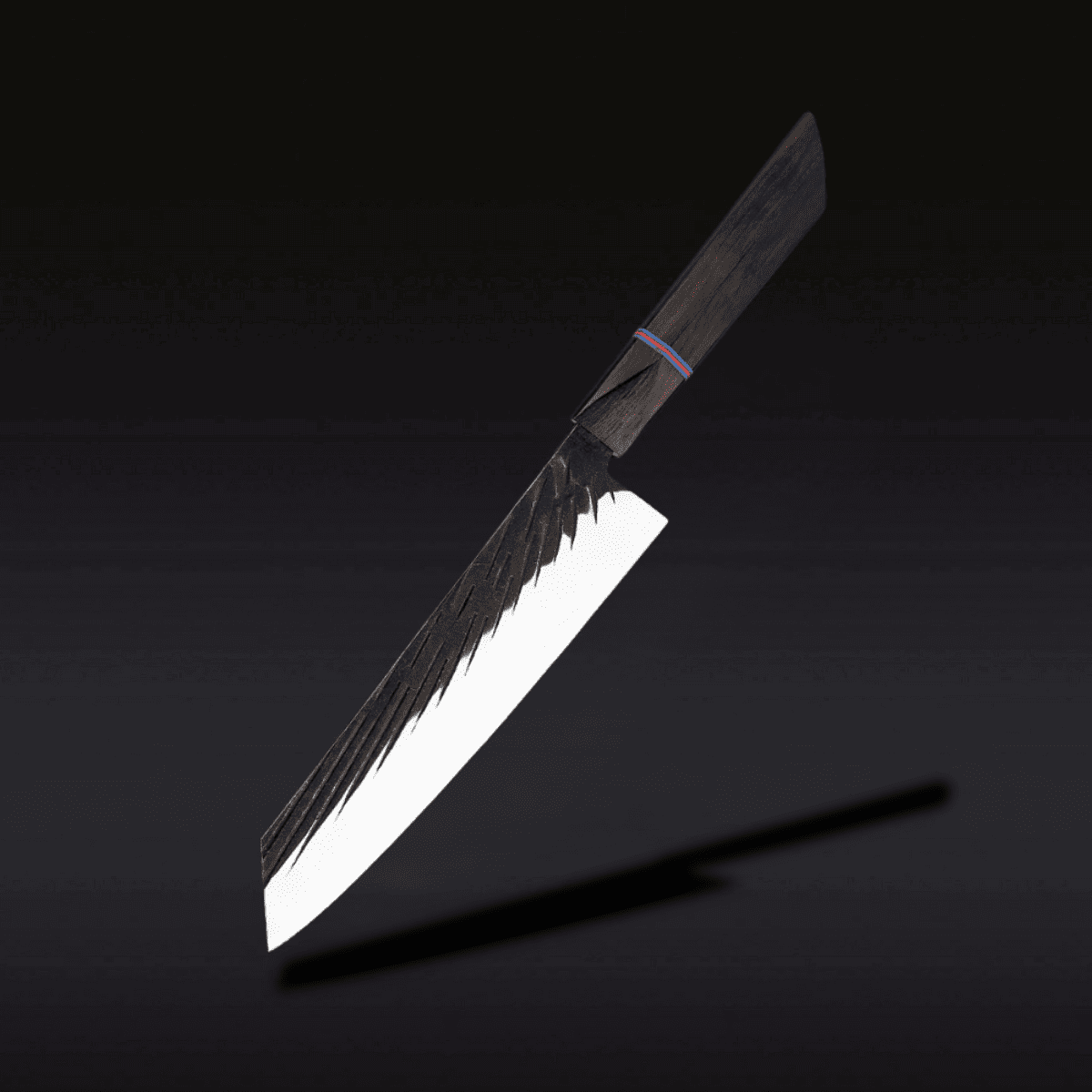 Boning knife with wooden handles on a black background