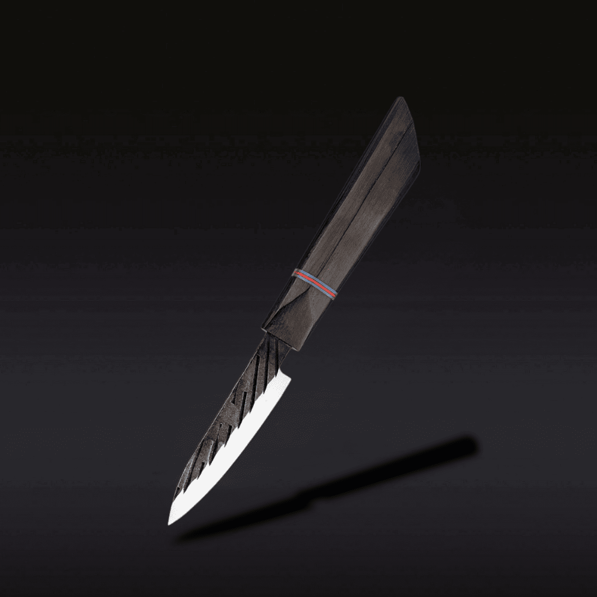 Boning knife with wooden handles on a black background