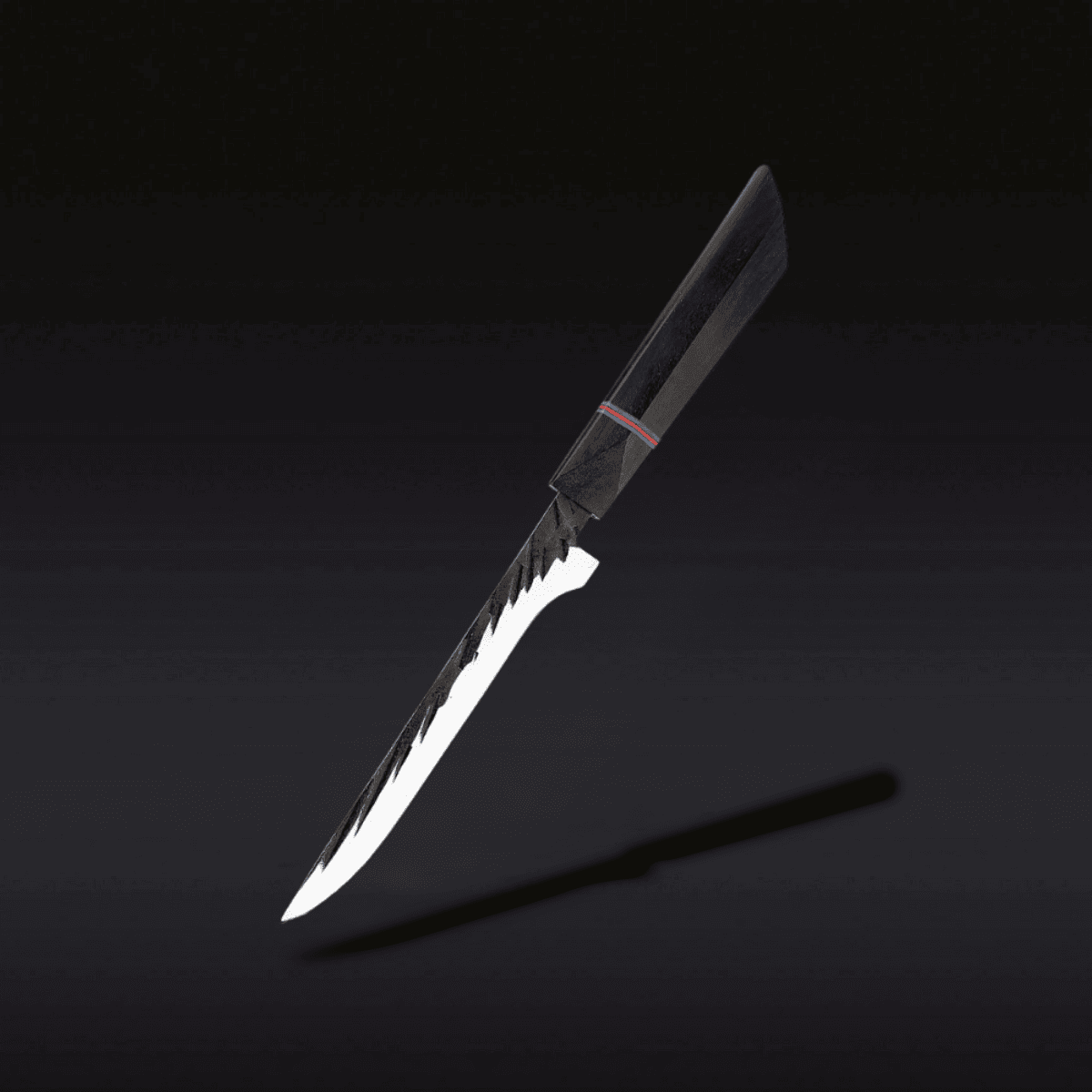 Boning knife with wooden handles on a black background