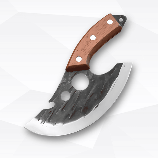 Knife with a wooden handle on a white background