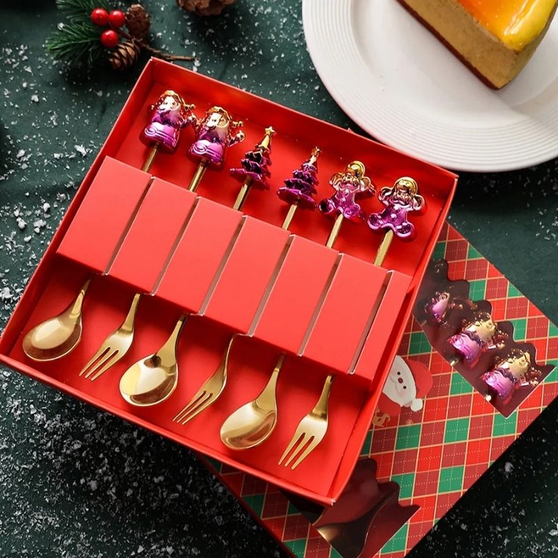 Christmas Spoon and Fork Gift Set – Festive Stainless Steel Tableware