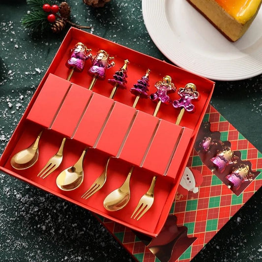 Christmas Spoon and Fork Gift Set – Festive Stainless Steel Tableware