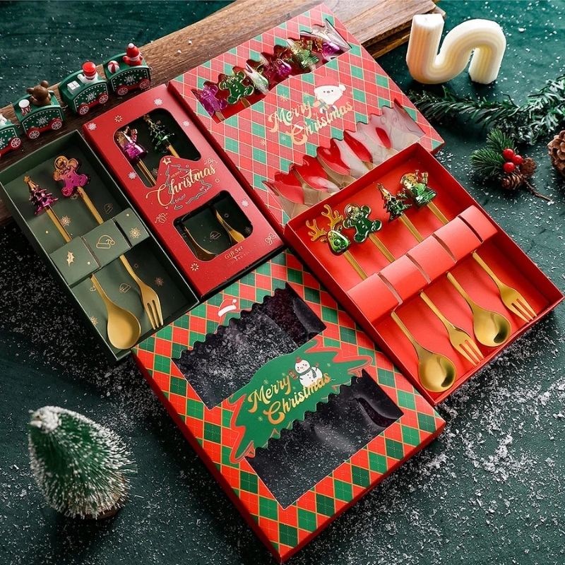Christmas Spoon and Fork Gift Set – Festive Stainless Steel Tableware