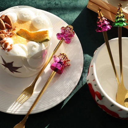Christmas Spoon and Fork Gift Set – Festive Stainless Steel Tableware