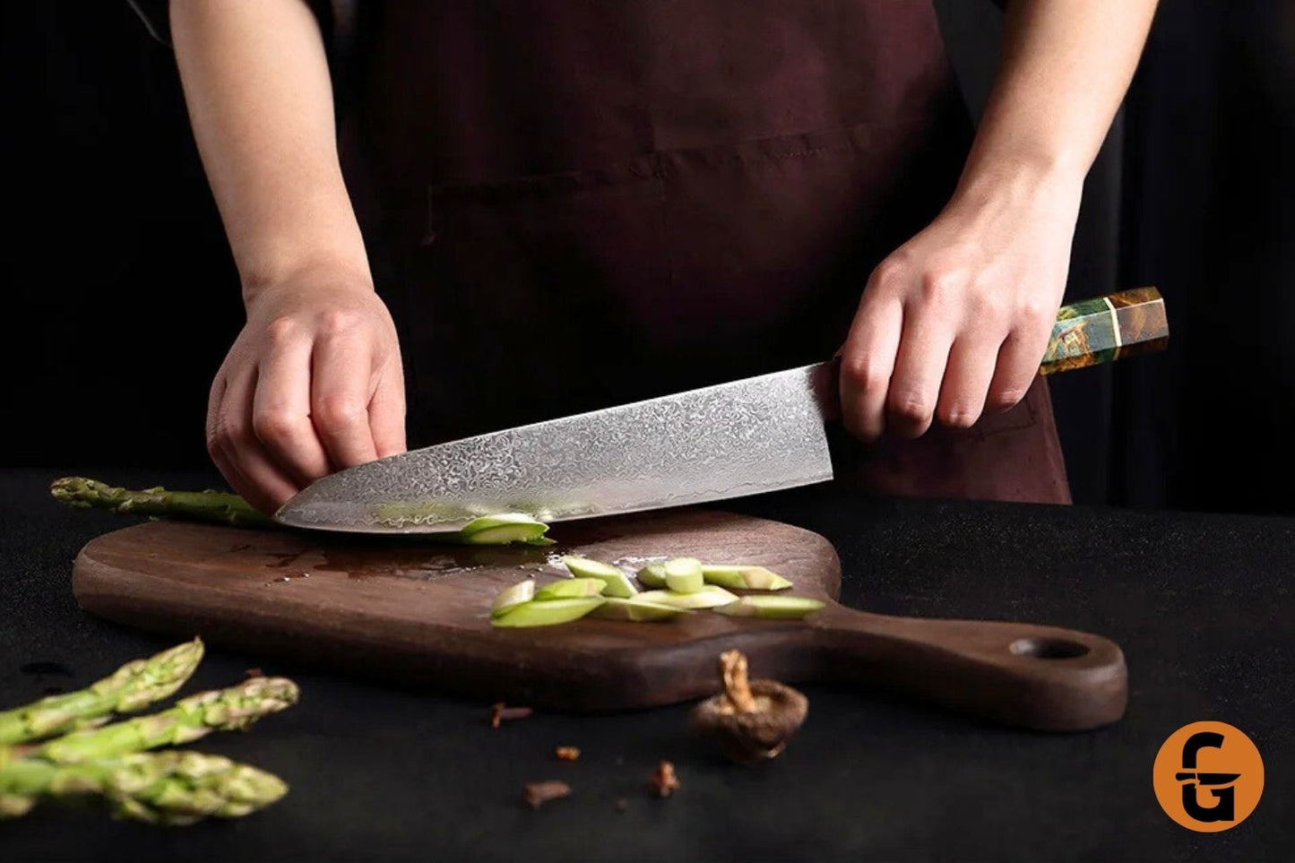 Unique Colourful Culinary Blade Set - Japanese Damascus Steel