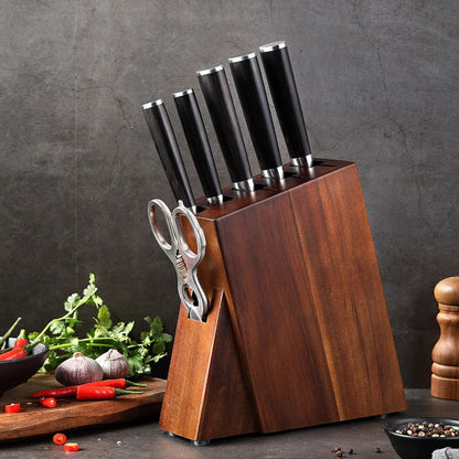 Acacia Wood Multifunctional Knife Block – Countertop Storage Organiser