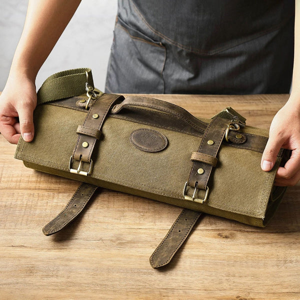 Premium Leather Knife Roll Bag – Durable, Stylish Knife Storage for Chefs