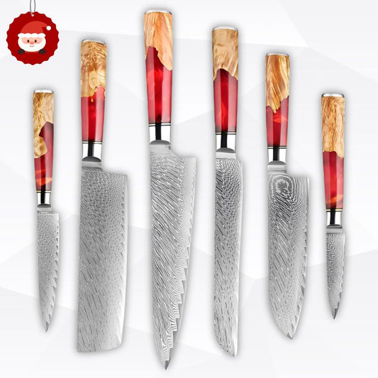 Refined 9-Piece Damascus Knife Set – Beauty and Precision in Every Cut