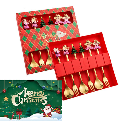 Christmas Spoon and Fork Gift Set – Festive Stainless Steel Tableware
