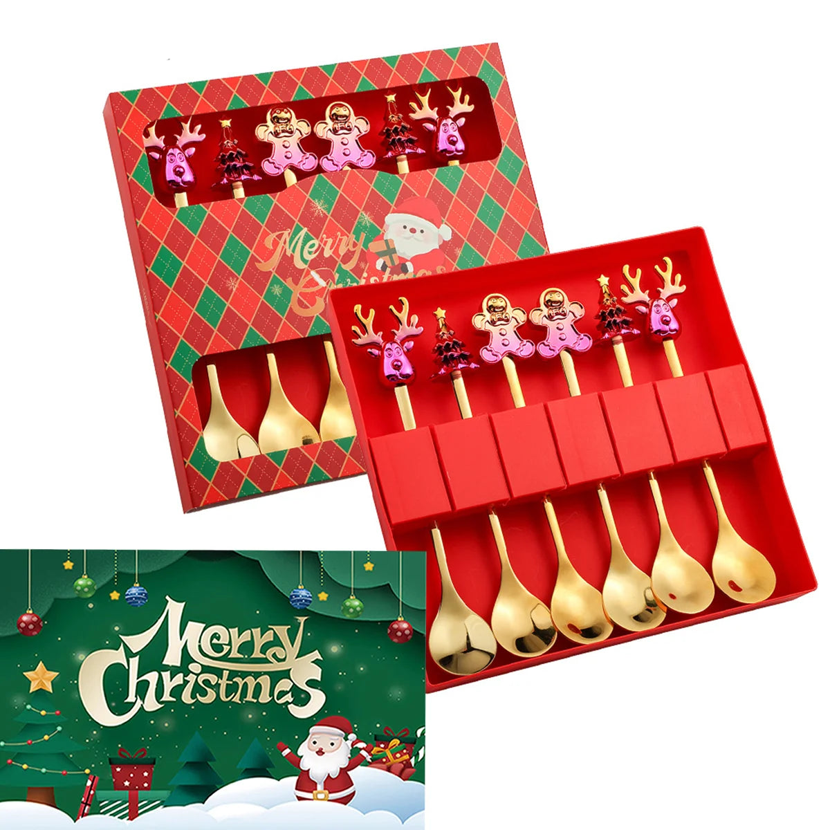 Christmas Spoon and Fork Gift Set – Festive Stainless Steel Tableware