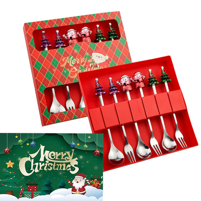 Christmas Spoon and Fork Gift Set – Festive Stainless Steel Tableware