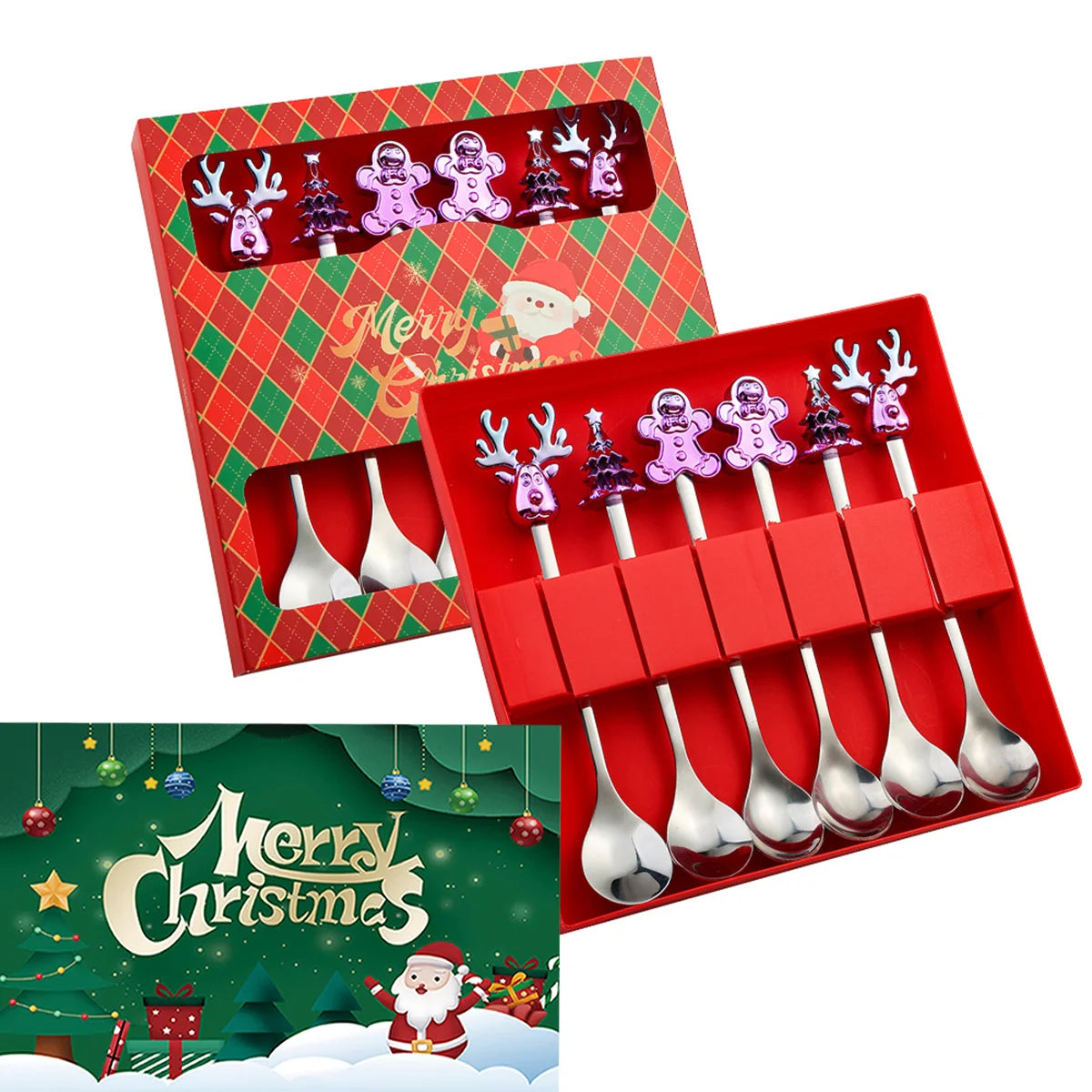 Christmas Spoon and Fork Gift Set – Festive Stainless Steel Tableware