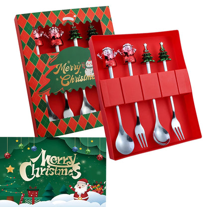 Christmas Spoon and Fork Gift Set – Festive Stainless Steel Tableware
