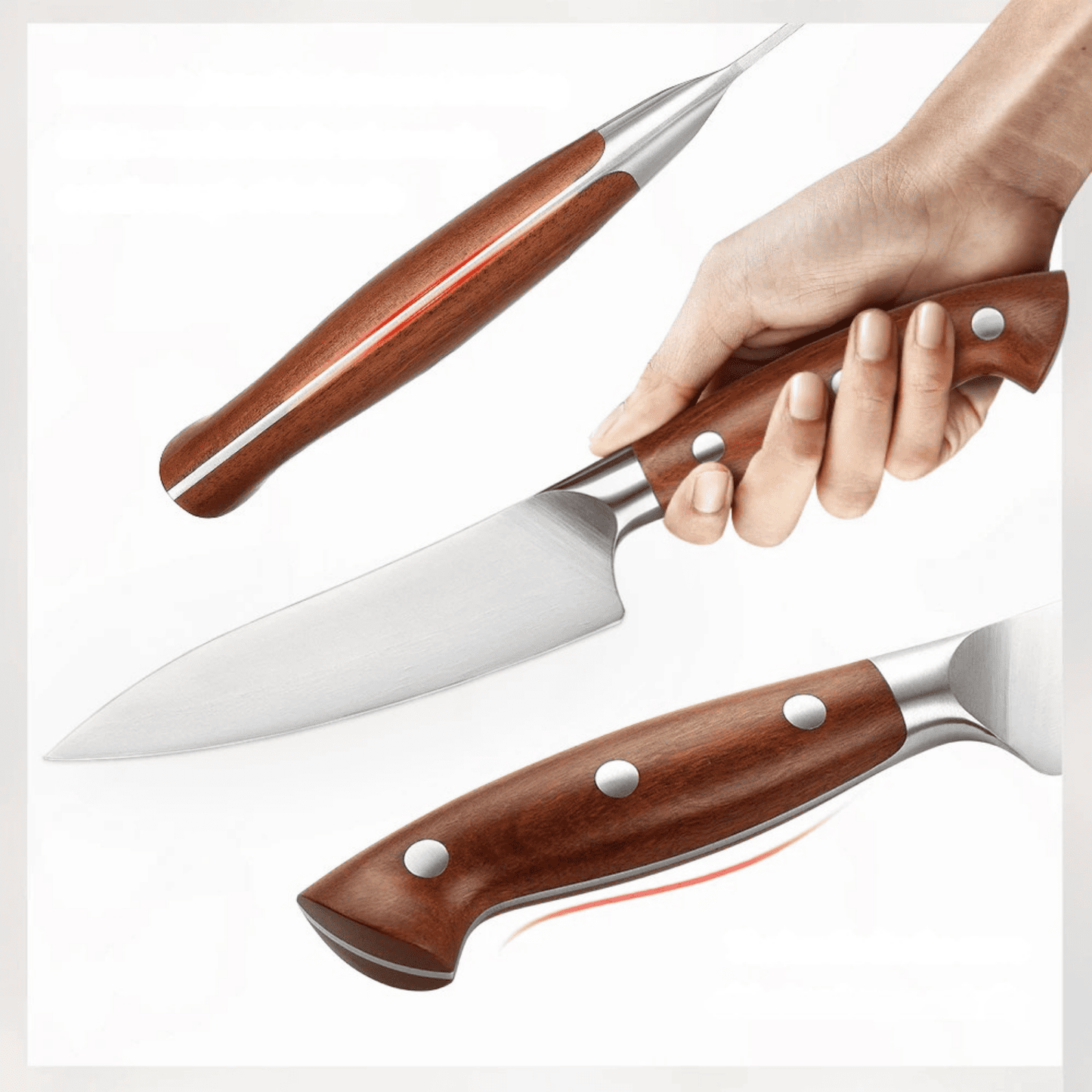 5.3-Inch Utility Knife – German Steel with Ergonomic Redwood Handle