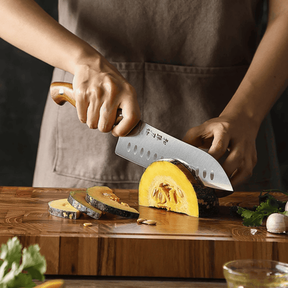 7.3-Inch Santoku Knife – German Steel with Redwood Handle