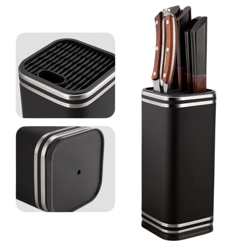 Sleek Stainless Steel Square Knife Holder – Large Capacity and Hygienic Storage