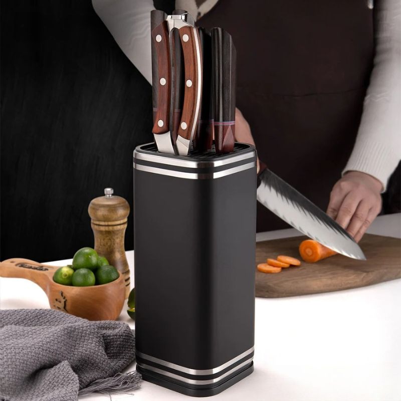 Sleek Stainless Steel Square Knife Holder – Large Capacity and Hygienic Storage