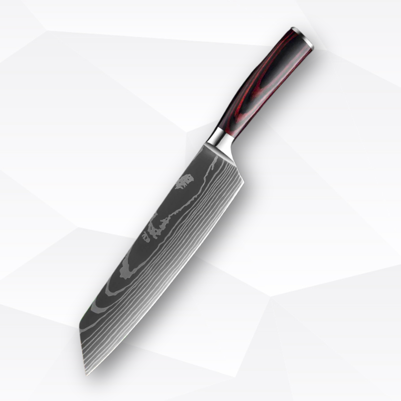 Kitchen knife with a wooden handle on a white background