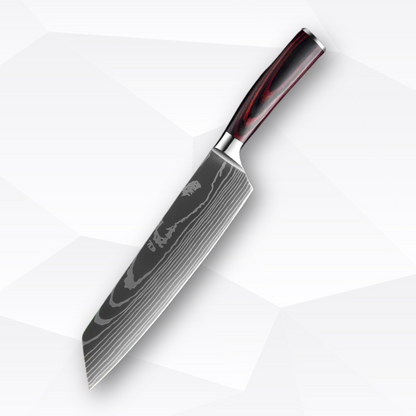 Kitchen knife with a wooden handle on a white background