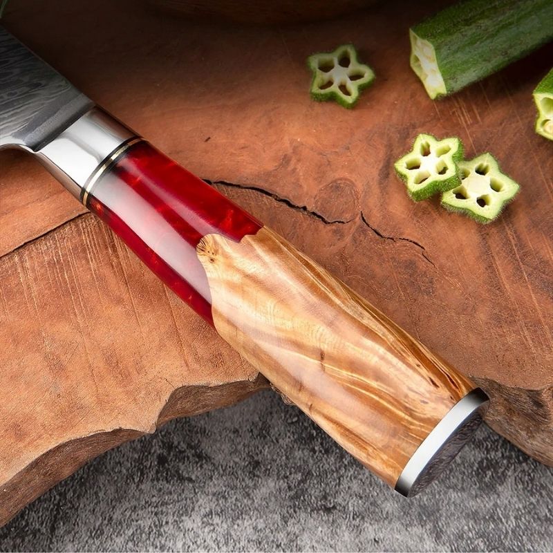 Refined 9-Piece Damascus Knife Set – Beauty and Precision in Every Cut